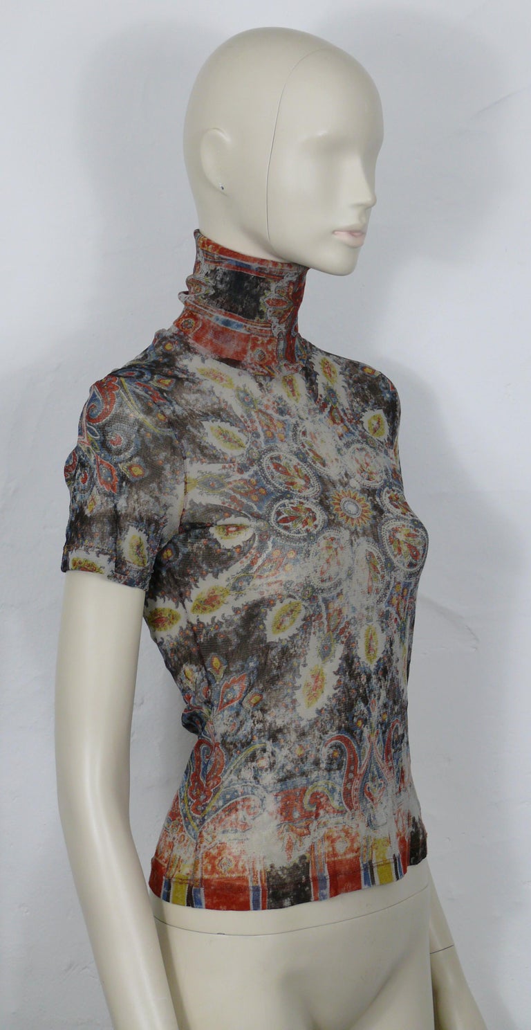 Top Jean Paul Gaultier Vintage Col Roulé Motif - Taille 36 Occasion