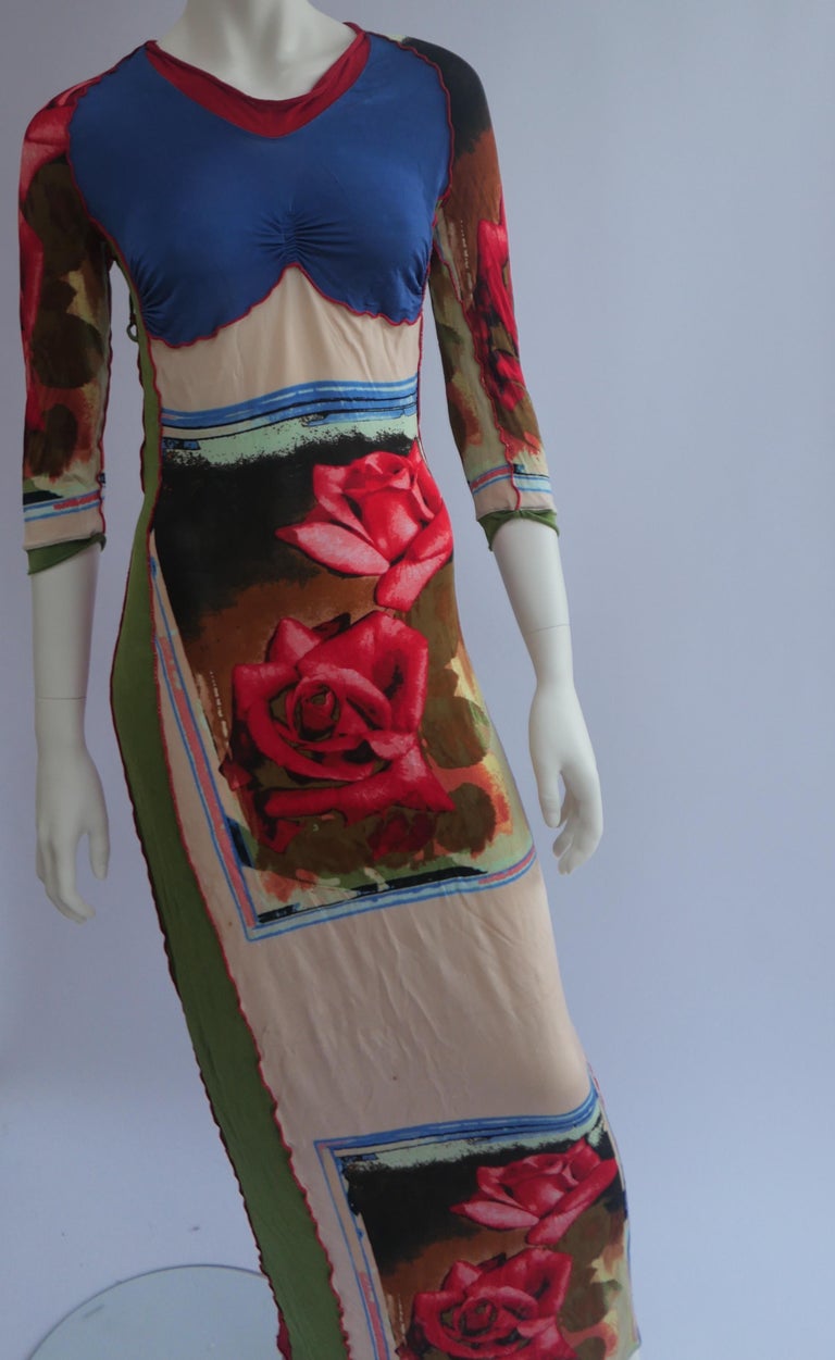 Jean Paul Gaultier Vintage Dress With Rose Print at 1stDibs