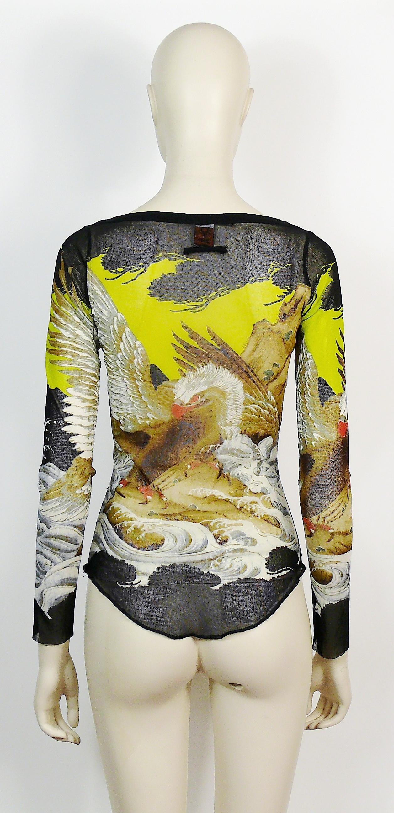 Jean Paul Gaultier Vintage Eagle Japanese Tattoo Mesh Top In Excellent Condition In Nice, FR