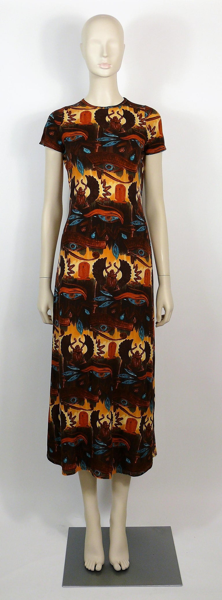 Black Jean Paul Gaultier Vintage Egyptian Print Dress