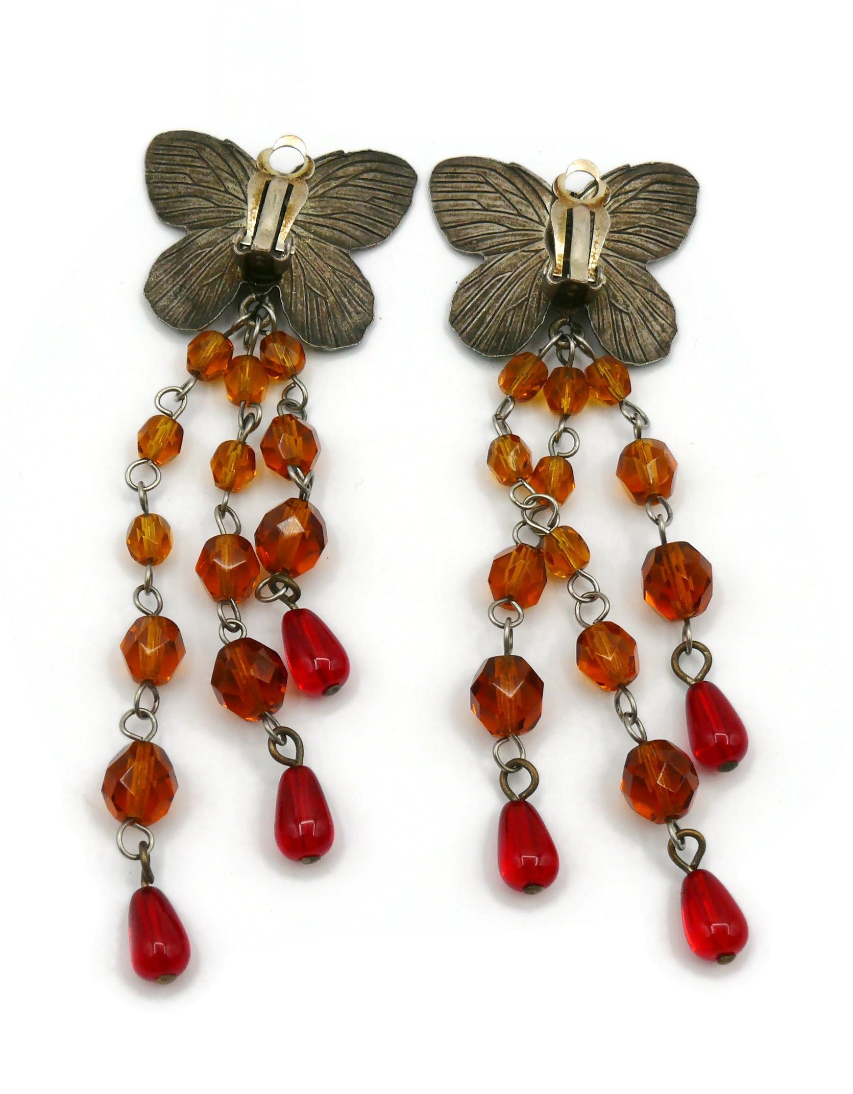 JEAN PAUL GAULTIER Vintage Enamel Butterfly Dangling Earrings 2