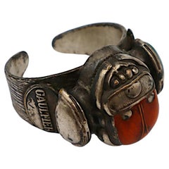 Anello Scarabeo egiziano smaltato d'epoca Jean Paul Gaultier Jeans
