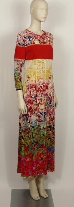 Jean Paul Gaultier Vintage Erotic Comic Cartoon Print Maxi Dress Size L