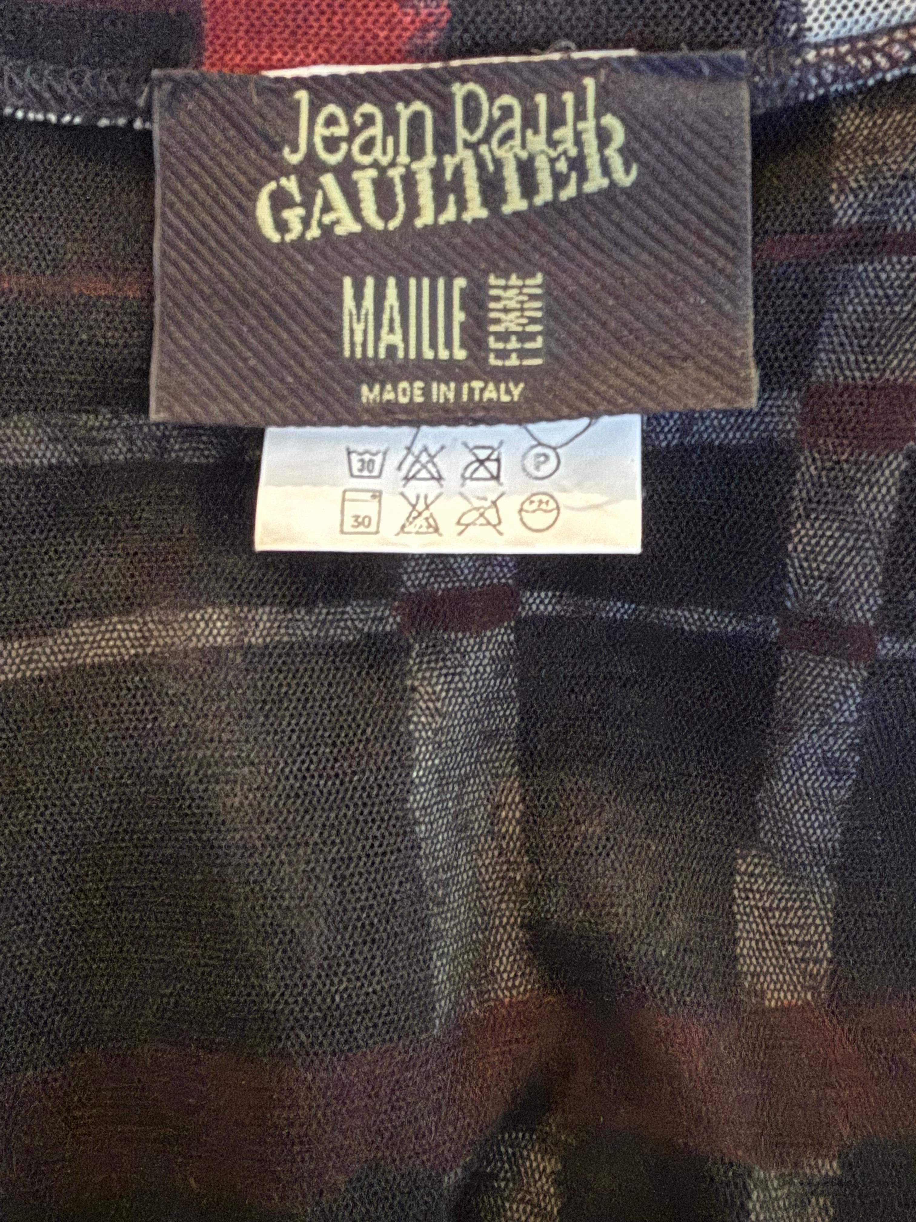 JEAN PAUL GAULTIER Vintage F/W 2001 Kariertes doppellagiges Netzkleid - Laufstegmotiv im Angebot 5