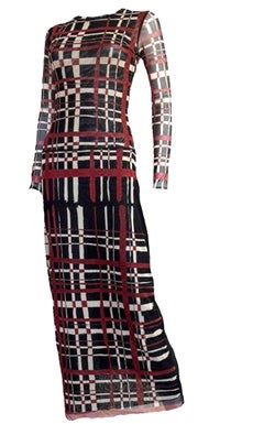 JEAN PAUL GAULTIER Vintage F/W 2001 Plaid Double-Layer Mesh Dress – Runway Motif