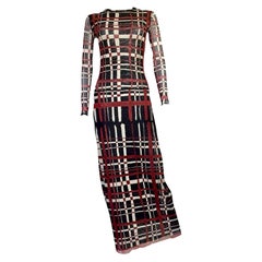 JEAN PAUL GAULTIER Vintage F/W 2001 Vestido de malla de doble capa a cuadros - Motivo de pasarela