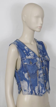 JEAN PAUL GAULTIER Vintage Face Jacquard Denim Vest Size S