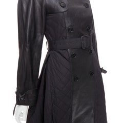 JEAN PAUL GAULTIER trench-coat vintage matelassé à revers en faux cuir IT38 XS