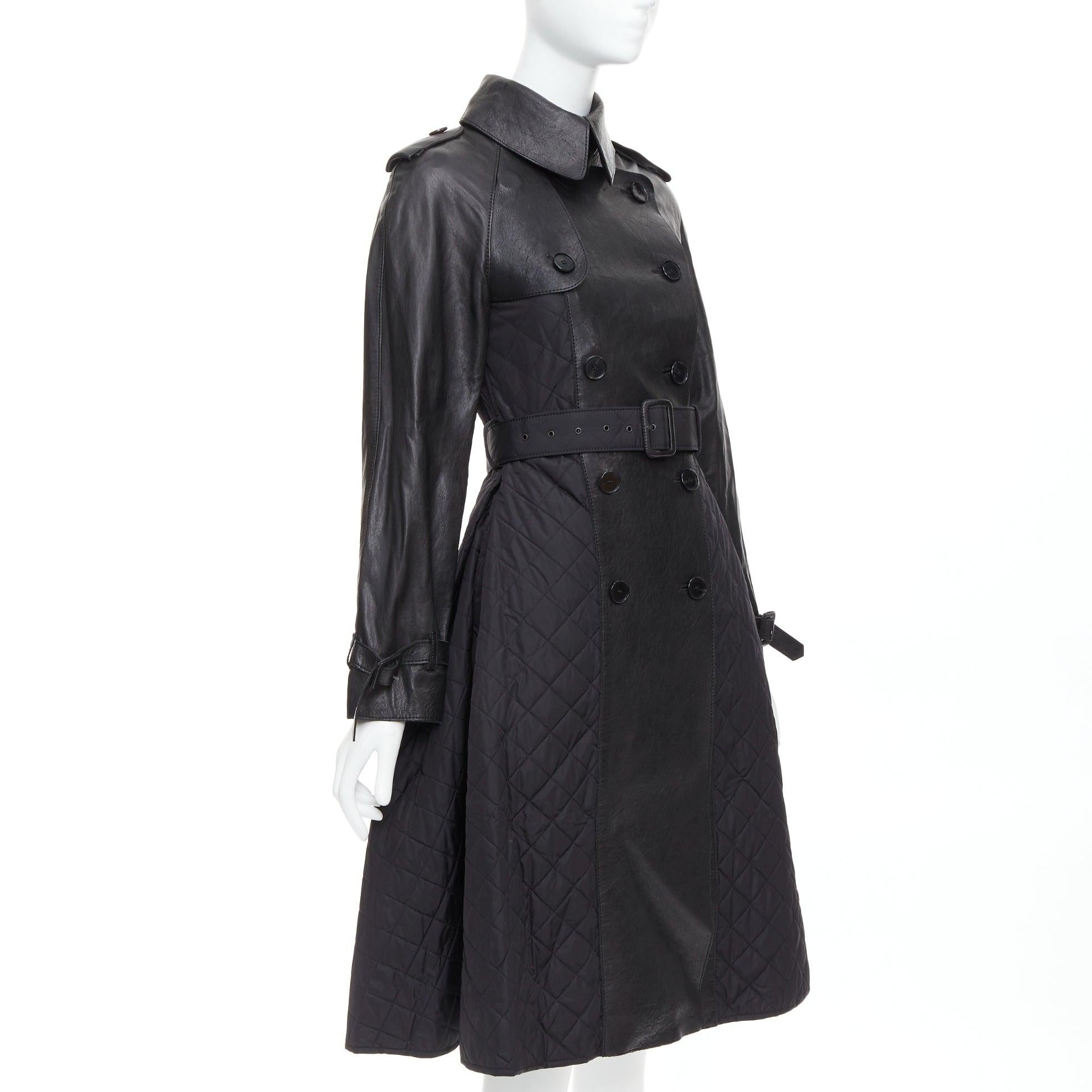 Black JEAN PAUL GAULTIER Vintage faux leather reversed quilted trench coat IT38 XS For Sale