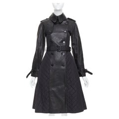 JEAN PAUL GAULTIER trench-coat vintage matelassé à revers en faux cuir IT38 XS