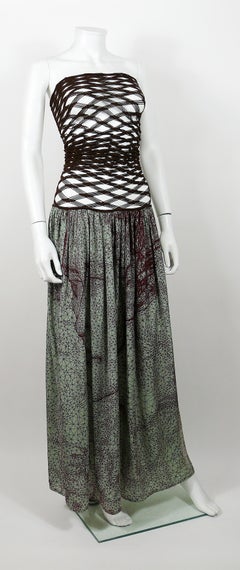 Jean Paul Gaultier Vintage Fishnet Optic Illusion Geometric Maxi Dress