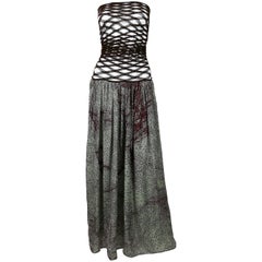 Jean Paul Gaultier Vintage Fishnet Optic Illusion Geometric Maxi Dress
