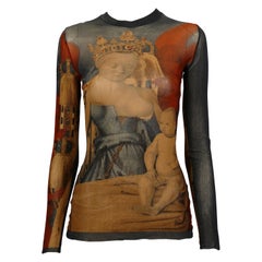 Jean Paul Gaultier Vintage Fouquet Virgin and Child Sheer Mesh Top