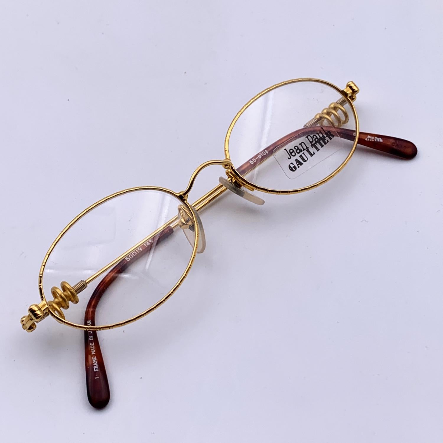 Jean Paul Gaultier Vintage Gold Metal 55-5101 Eyeglasses 50/19 140mm 2