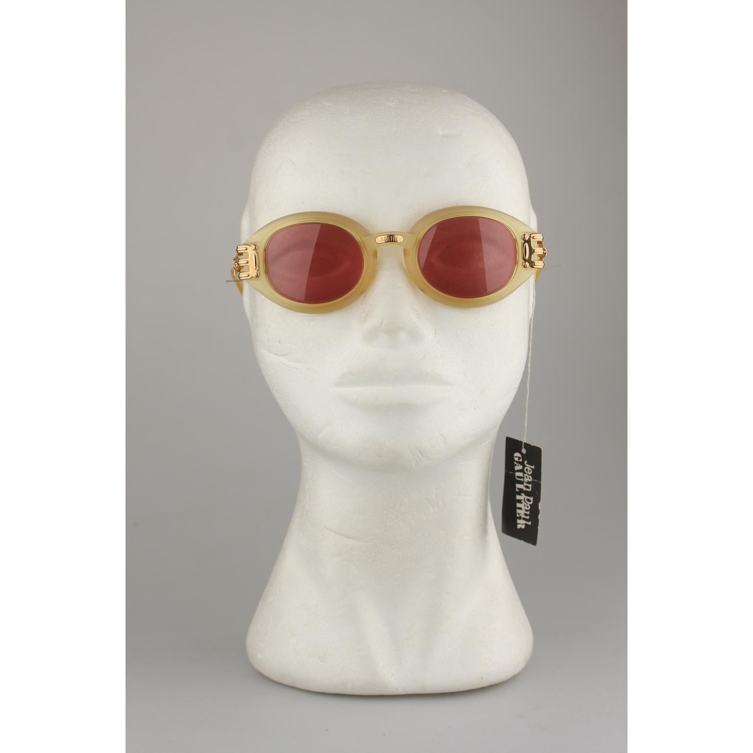 Jean Paul Gaultier Vintage Gold Oval Sunglasses 56-5203 New Old Stock 6