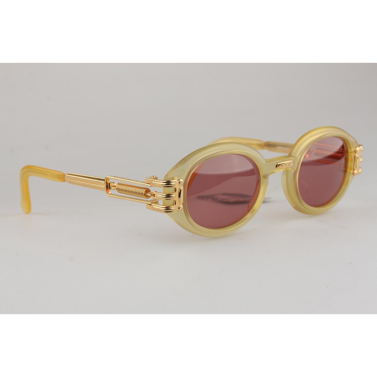 Jean Paul Gaultier Vintage Gold Oval Sunglasses 56-5203 New Old Stock In New Condition In Rome, Rome