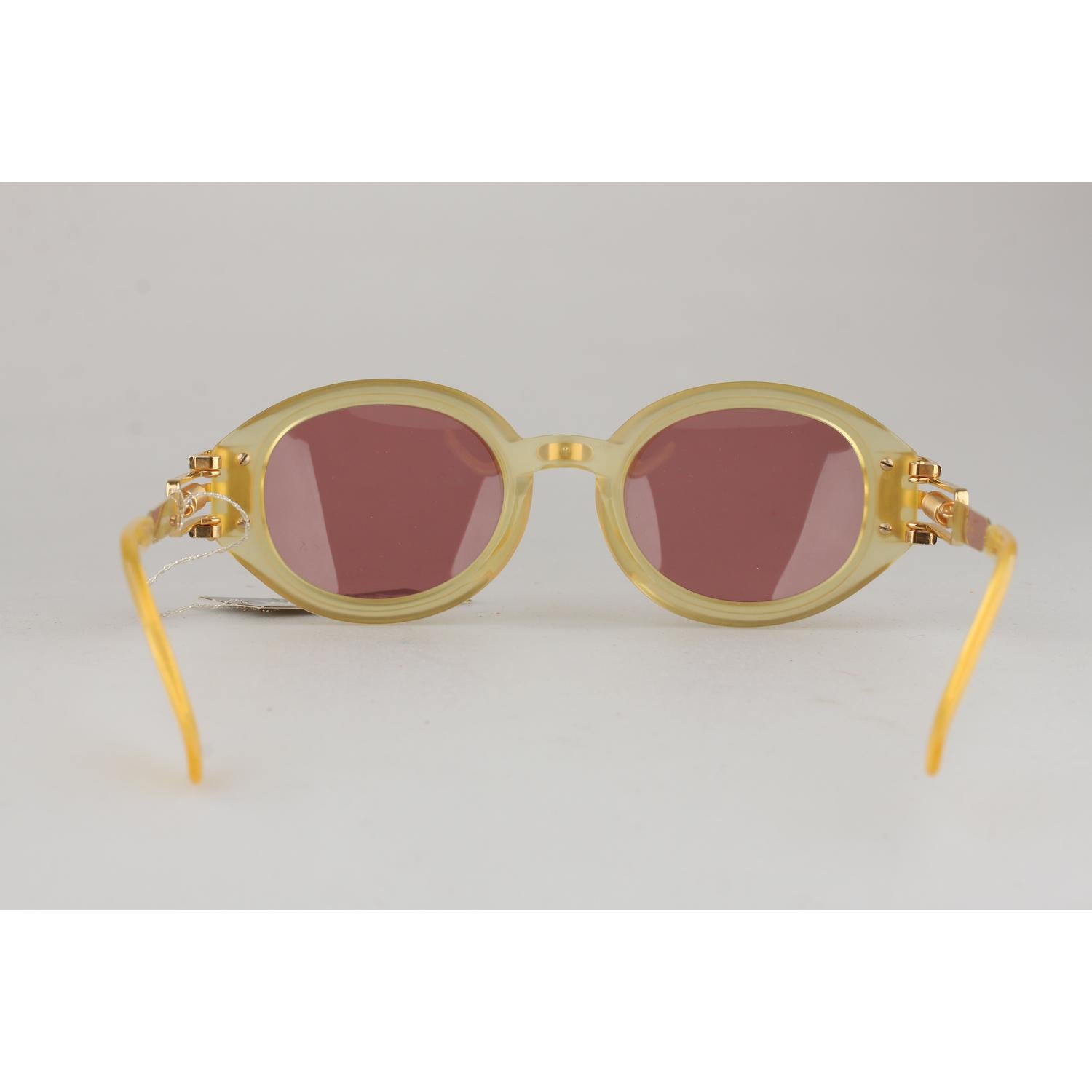Women's or Men's Jean Paul Gaultier Vintage Gold Oval Sunglasses 56-5203 New Old Stock