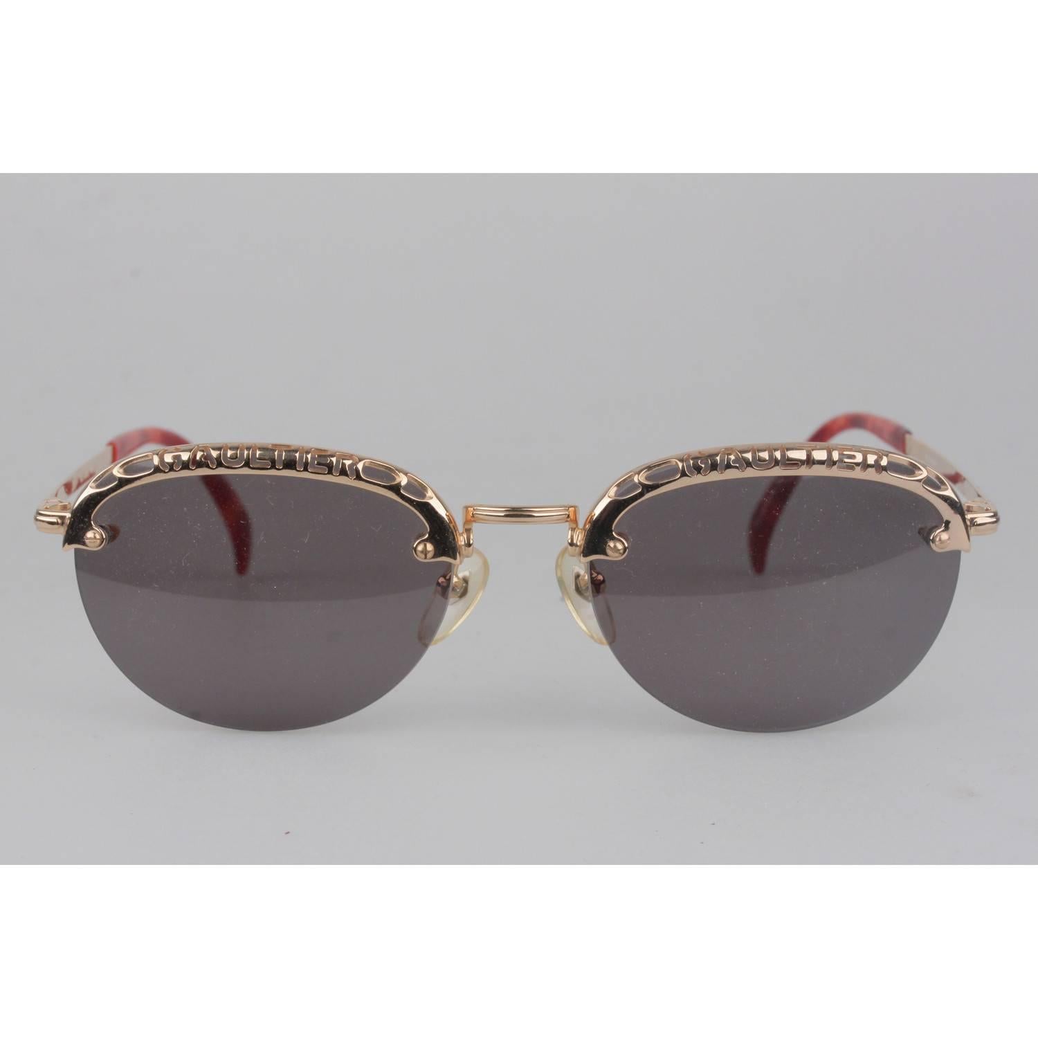 Jean Paul Gaultier Vintage Gold Round Sunglasses   5