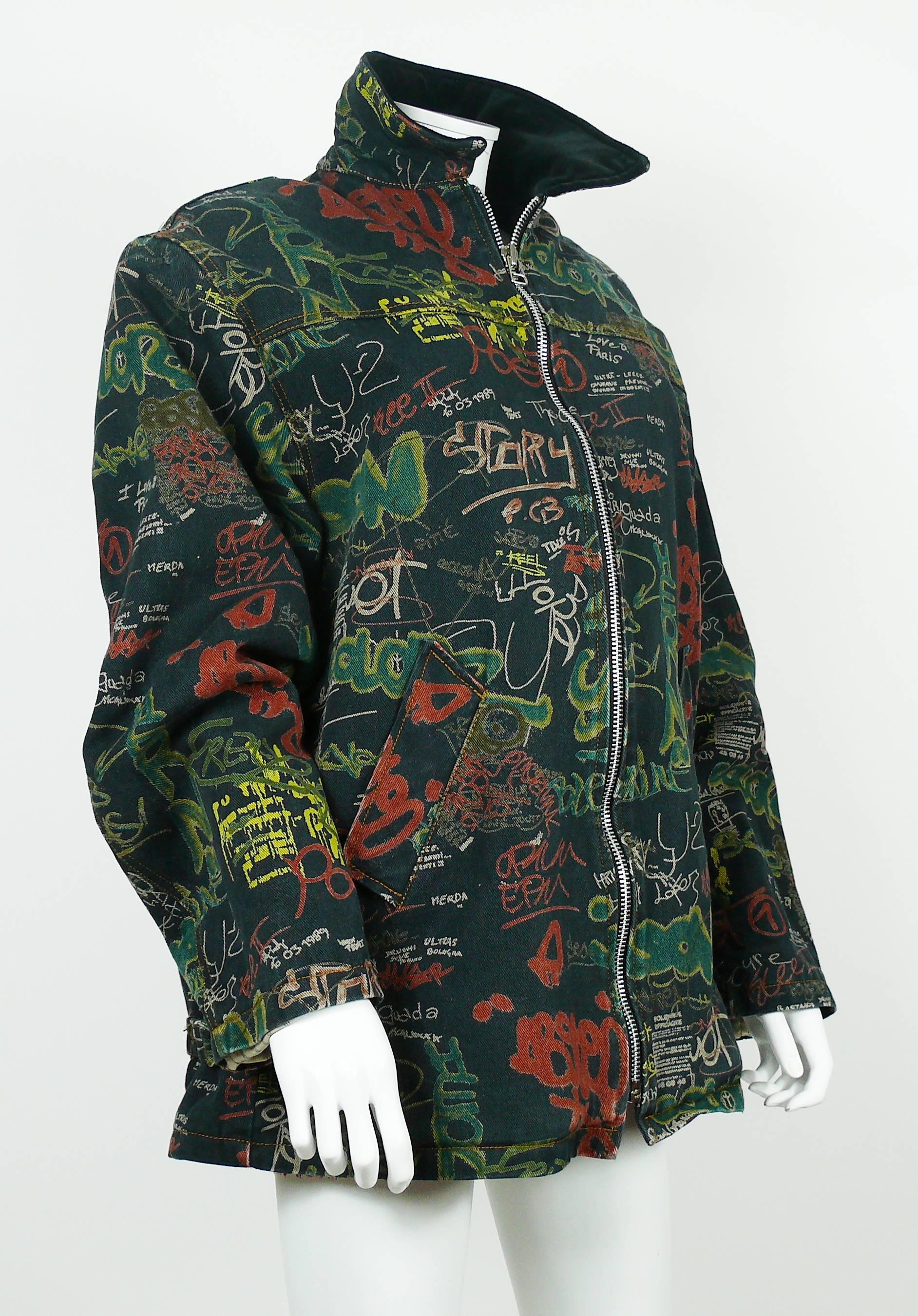 Jean Paul Gaultier Vintage Graffiti Print Jacket Size L In Fair Condition In Nice, FR