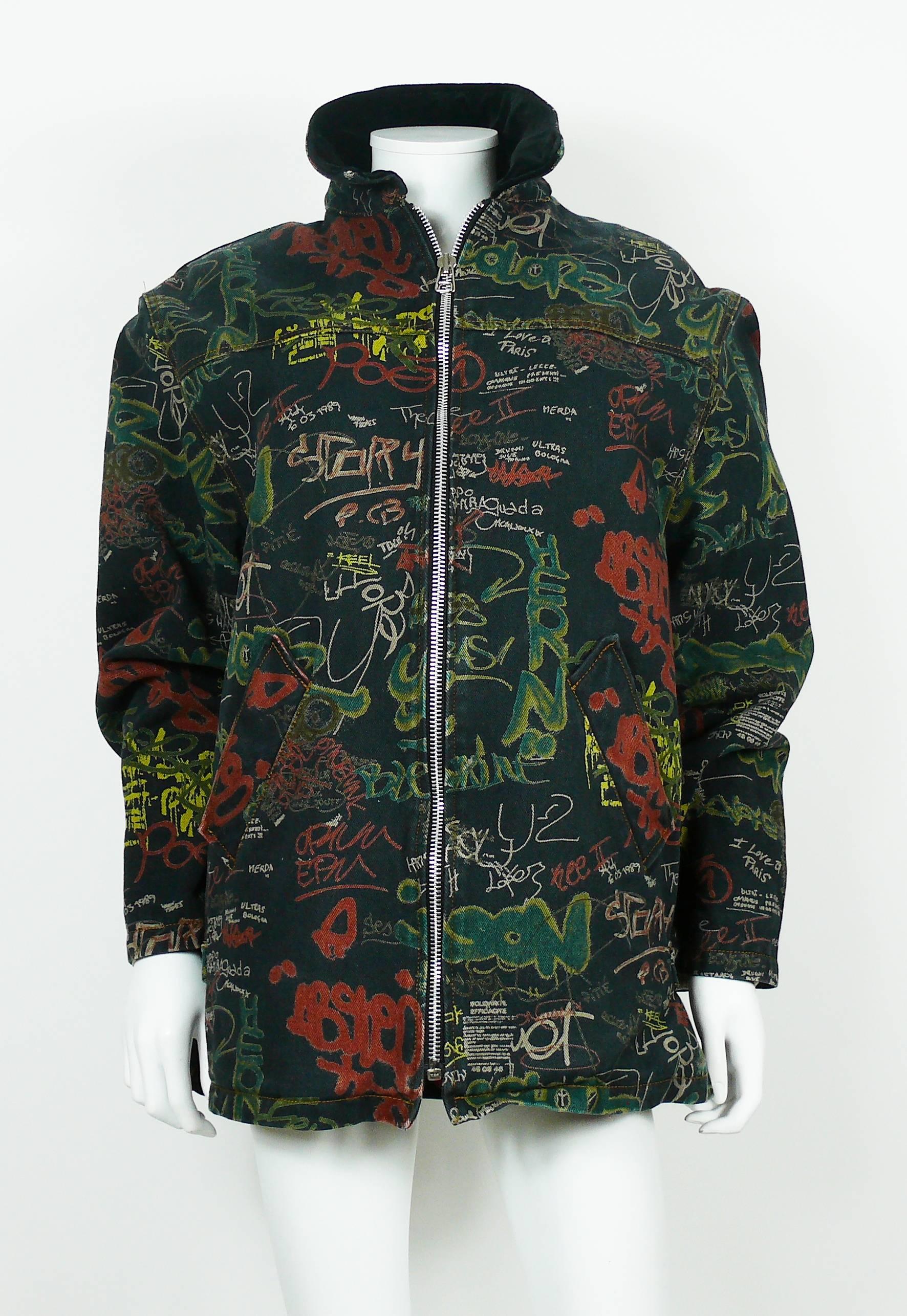 Jean Paul Gaultier Vintage Graffiti Print Jacket Size L 1