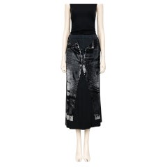 JEAN PAUL GAULTIER Vintage Grey Jersey Maxi Skirt with X‑Ray Trompe‑l’Œil Jeans