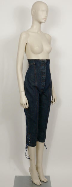 Jean Paul Gaultier Vintage High Waist Corset Cropped Denim Pants Trousers