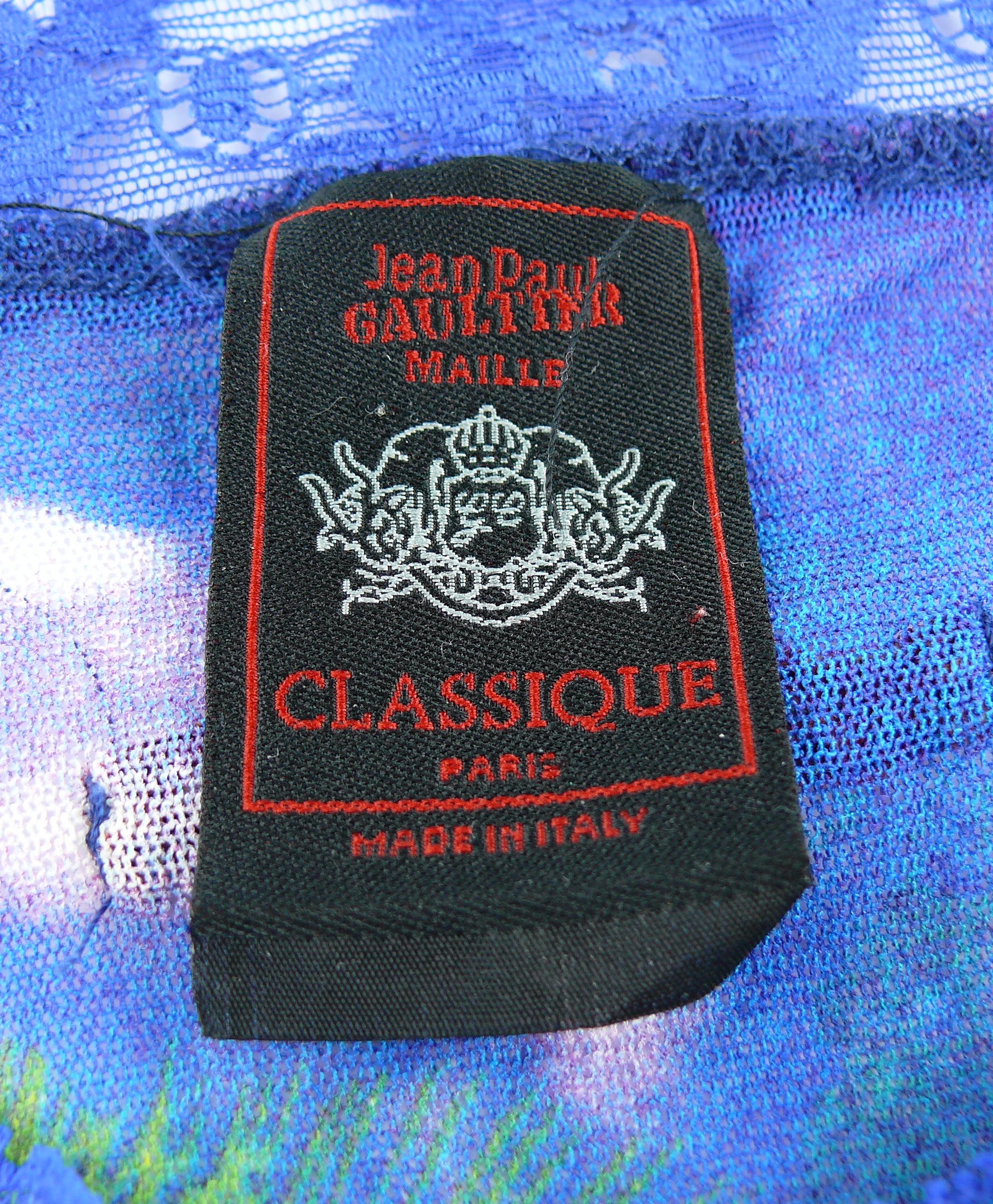 Jean Paul Gaultier Vintage Hindu Deity Sheer Mesh Skirt and Top Ensemble For Sale 1