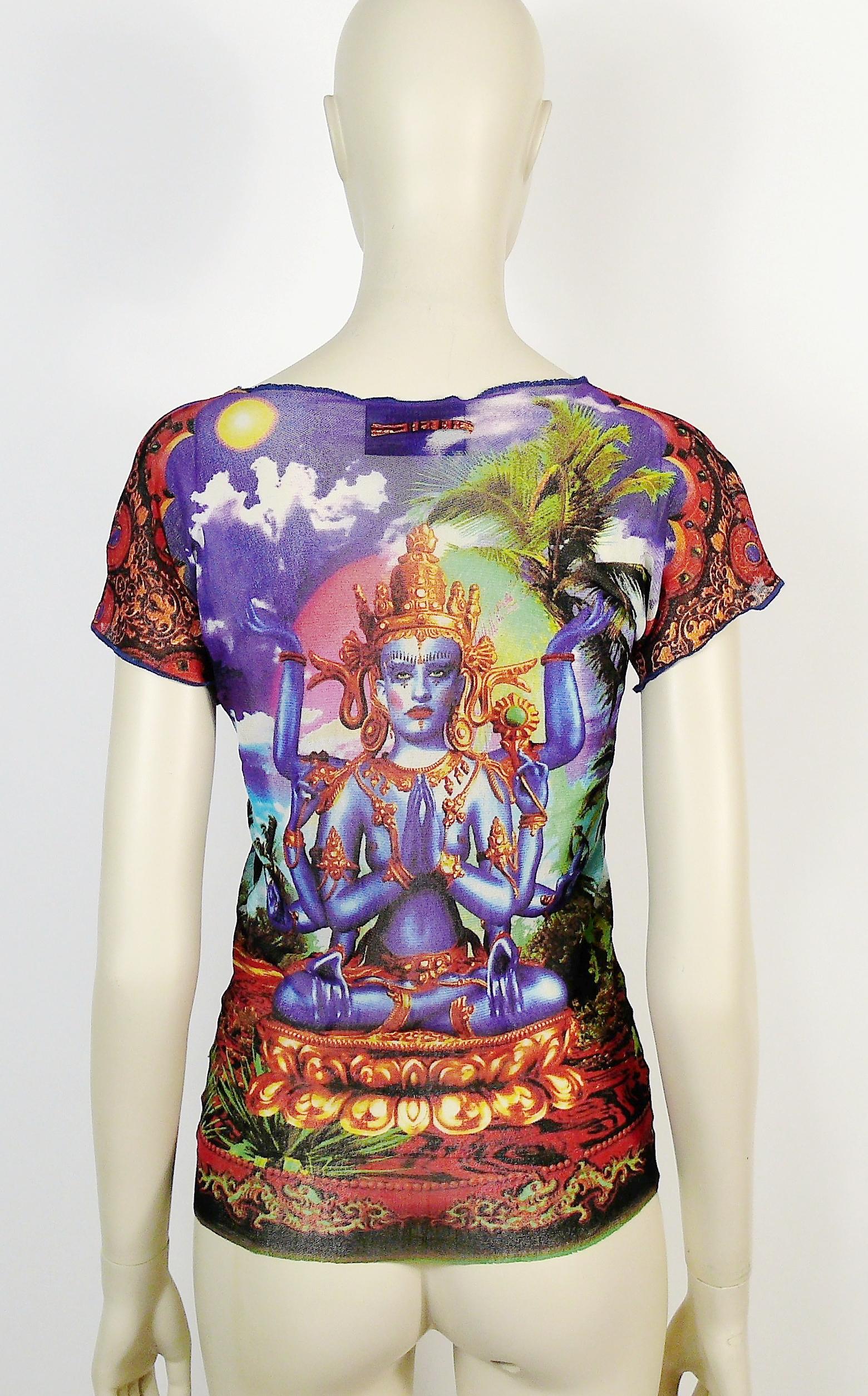 Brown Jean Paul Gaultier Vintage Hindu Deity Sheer Mesh Top Size S
