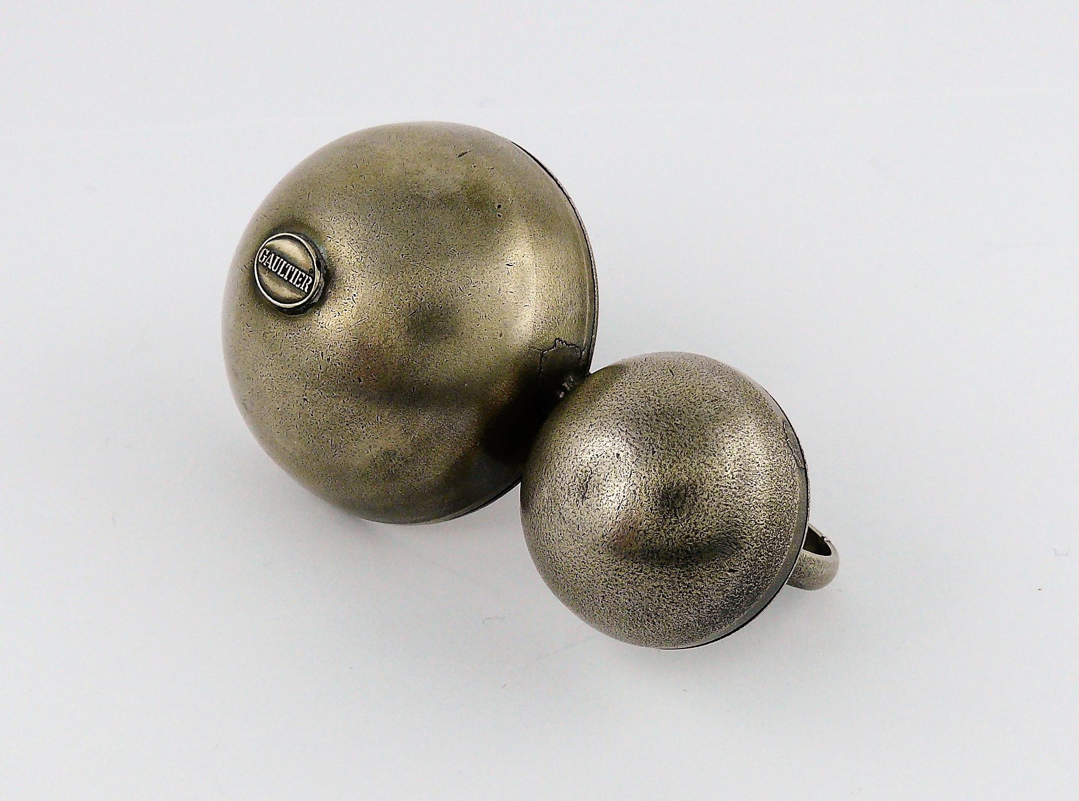 Anello doppio con sfera enorme Jean Paul Gaultier Vintage in vendita 1
