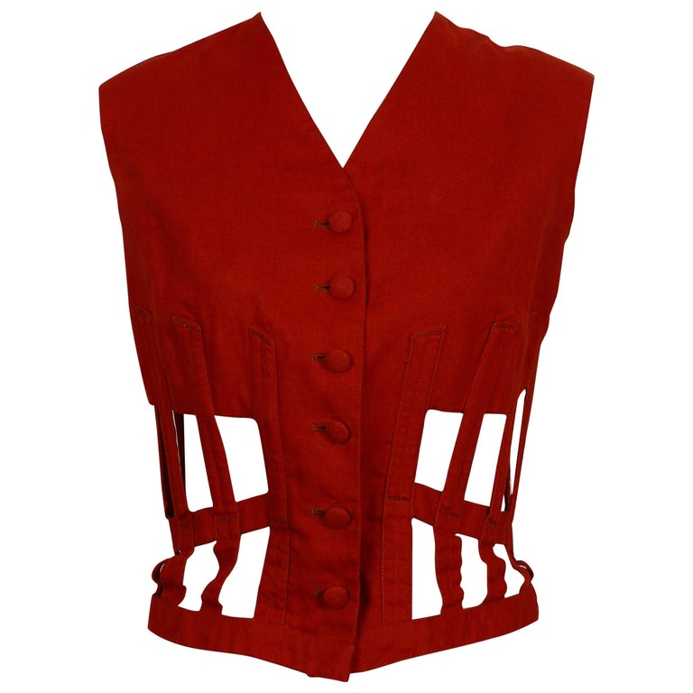 Jean Paul Gaultier Vintage Iconic Brick Red Vest at 1stDibs