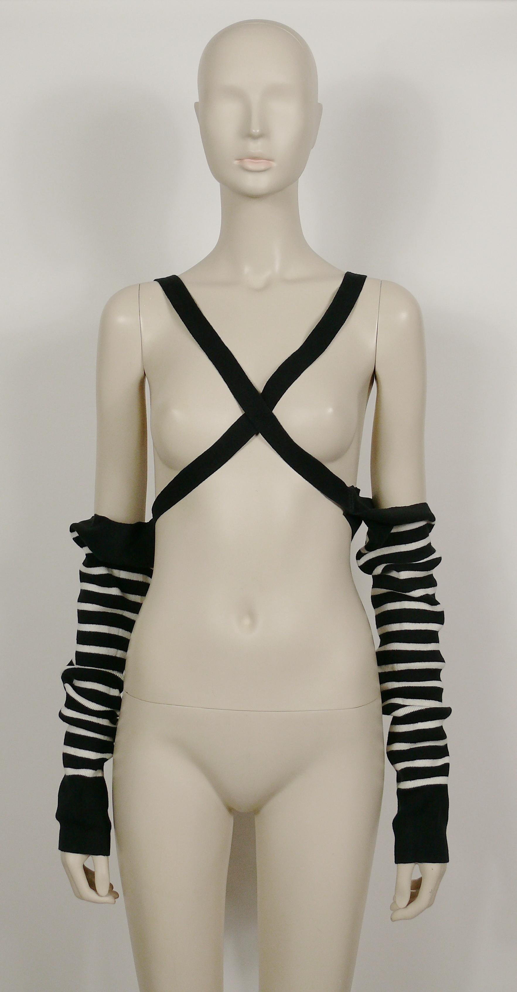 Nero Jean Paul Gaultier Maglione Vintage Iconic Destructured Sailor Stripes in vendita