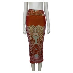 Jean Paul Gaultier Vintage Iconic Tribal Tattoo Print Mesh Skirt Size S