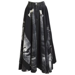 Jean Paul Gaultier vintage iconique "trompe l'oeil" full circle denim maxi skirt