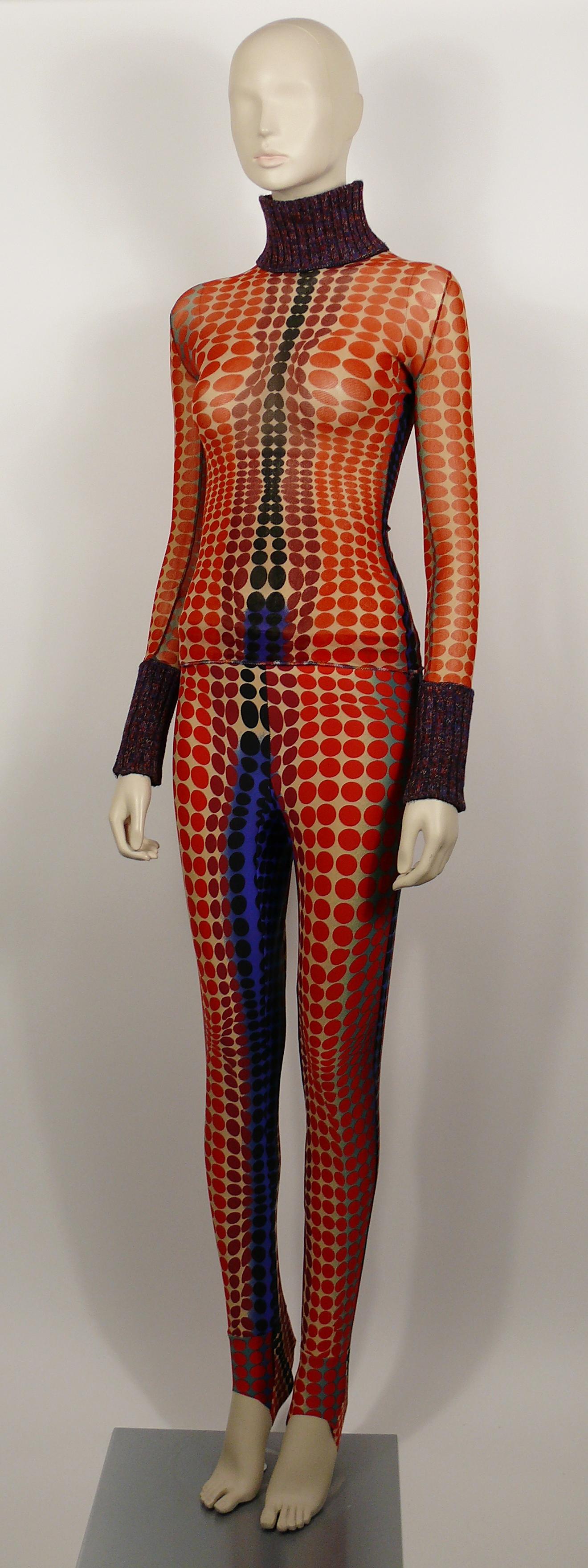  Jean Paul Gaultier Vintage Important Vasarely Iconic Op-Art Print Ensemble L Pour femmes 