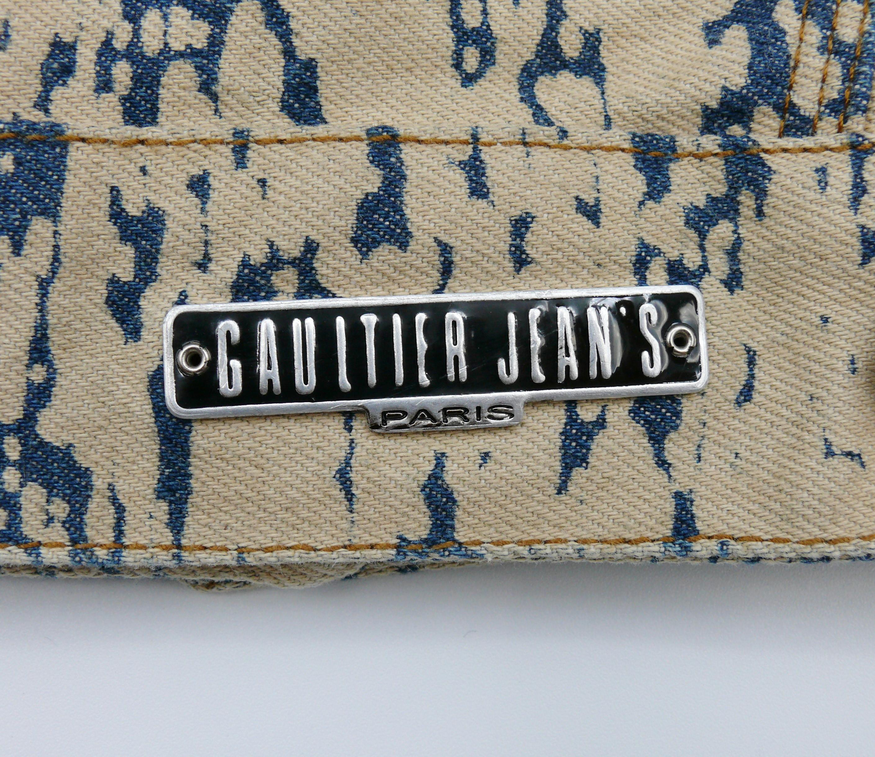 Gray Jean Paul Gaultier Vintage Jackson Pollock Inspired Denim Jacket Size S For Sale