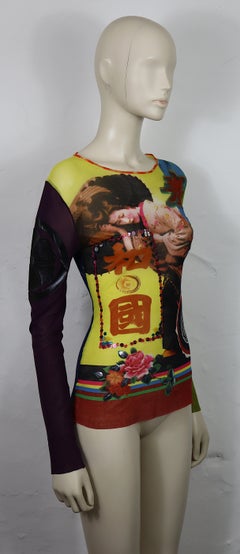 JEAN PAUL GAULTIER Vintage Japanese Print Mesh Top Size S
