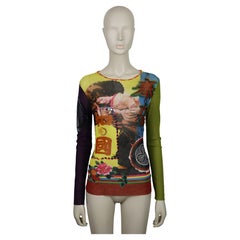 JEAN PAUL GAULTIER Vintage Japanese Print Mesh Top Size S