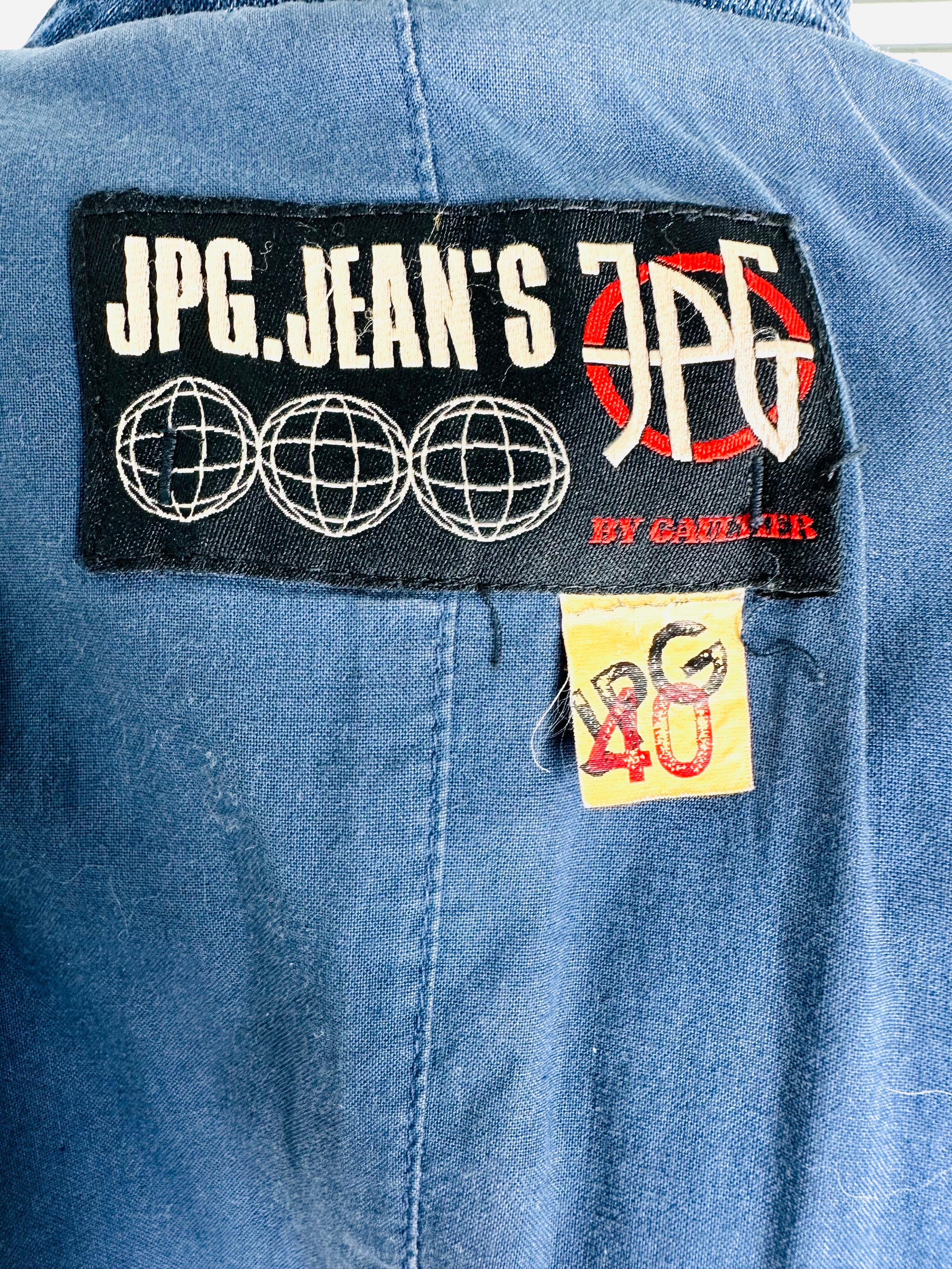 Jean Paul Gaultier Vintage Jeansjacke mit Schnörkeln aus Jeans im Angebot 7