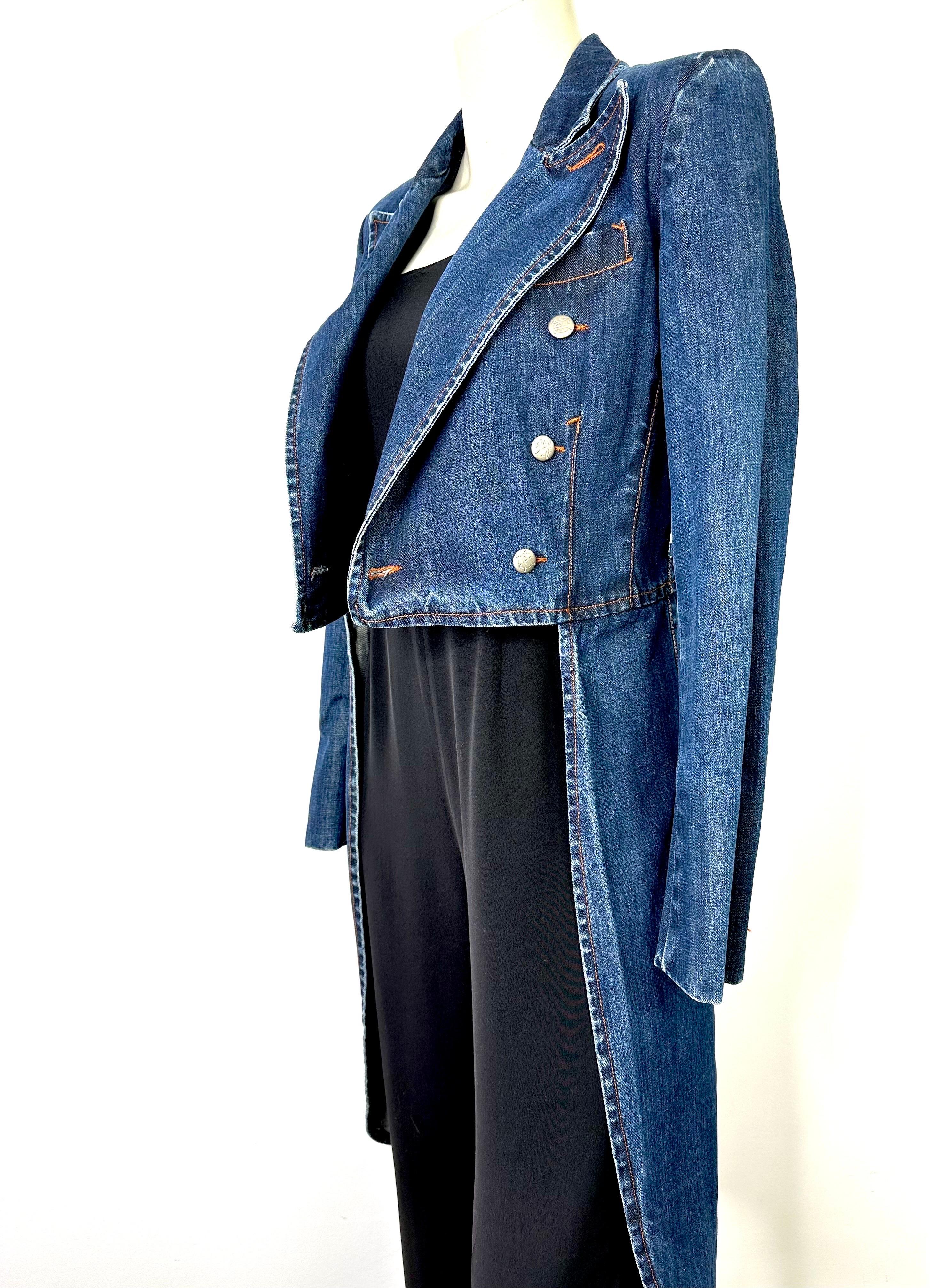 Jean Paul Gaultier vintage jeans tails jacket In Good Condition For Sale In L'ESCALA, ES