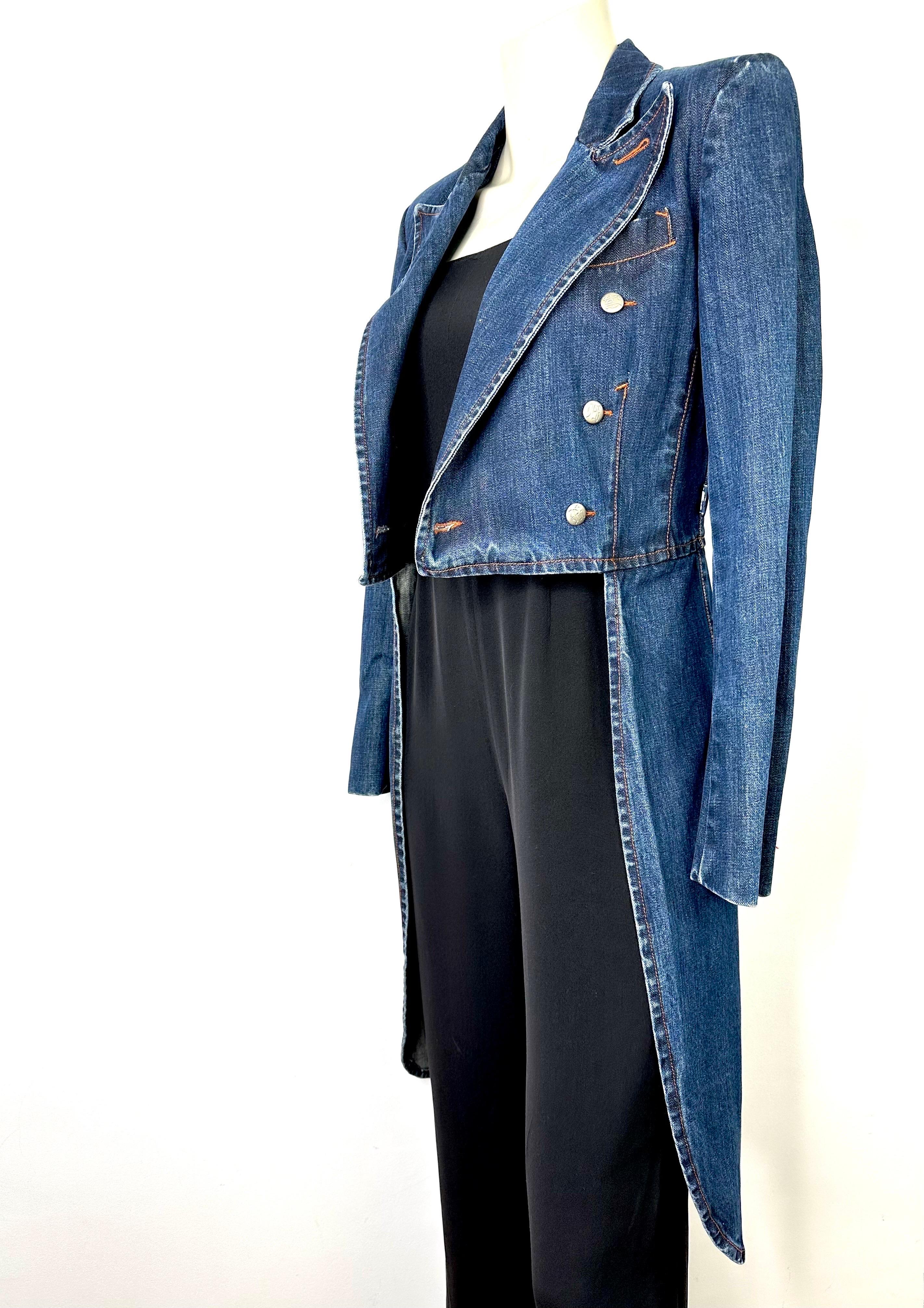 Jean Paul Gaultier Vintage Jeansjacke mit Schnörkeln aus Jeans Damen im Angebot