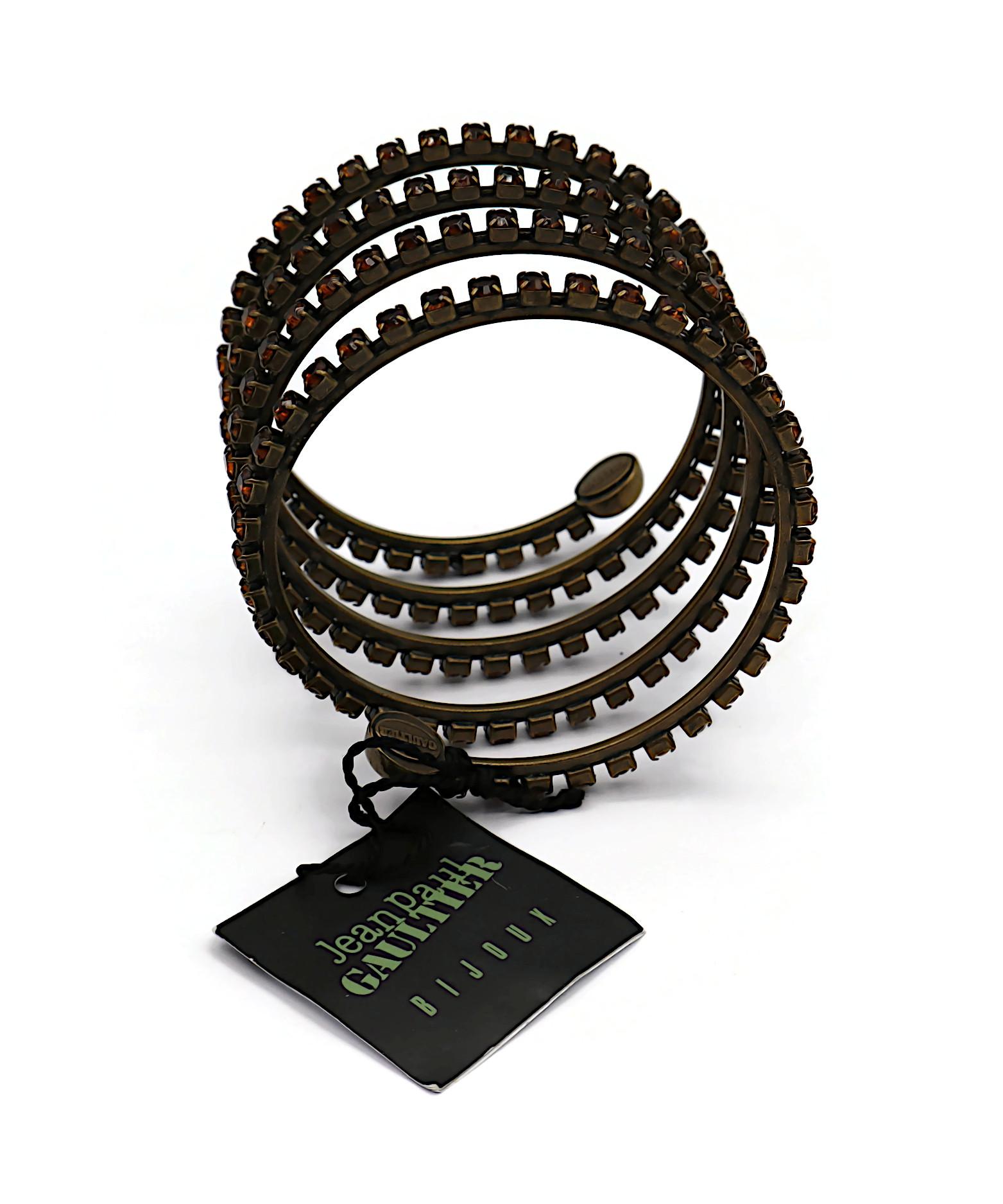 JEAN PAUL GAULTIER Vintage Jewelled Coil Cuff Bracelet For Sale 2