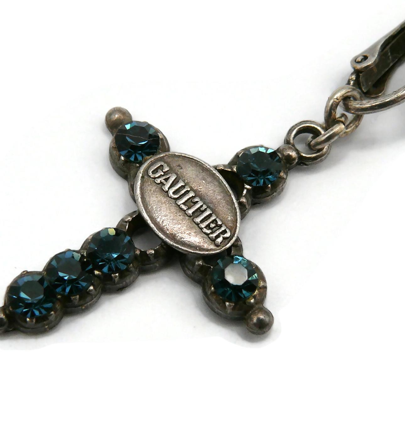 Women's JEAN PAUL GAULTIER Vintage Jewelled Cross Dangling Earrings