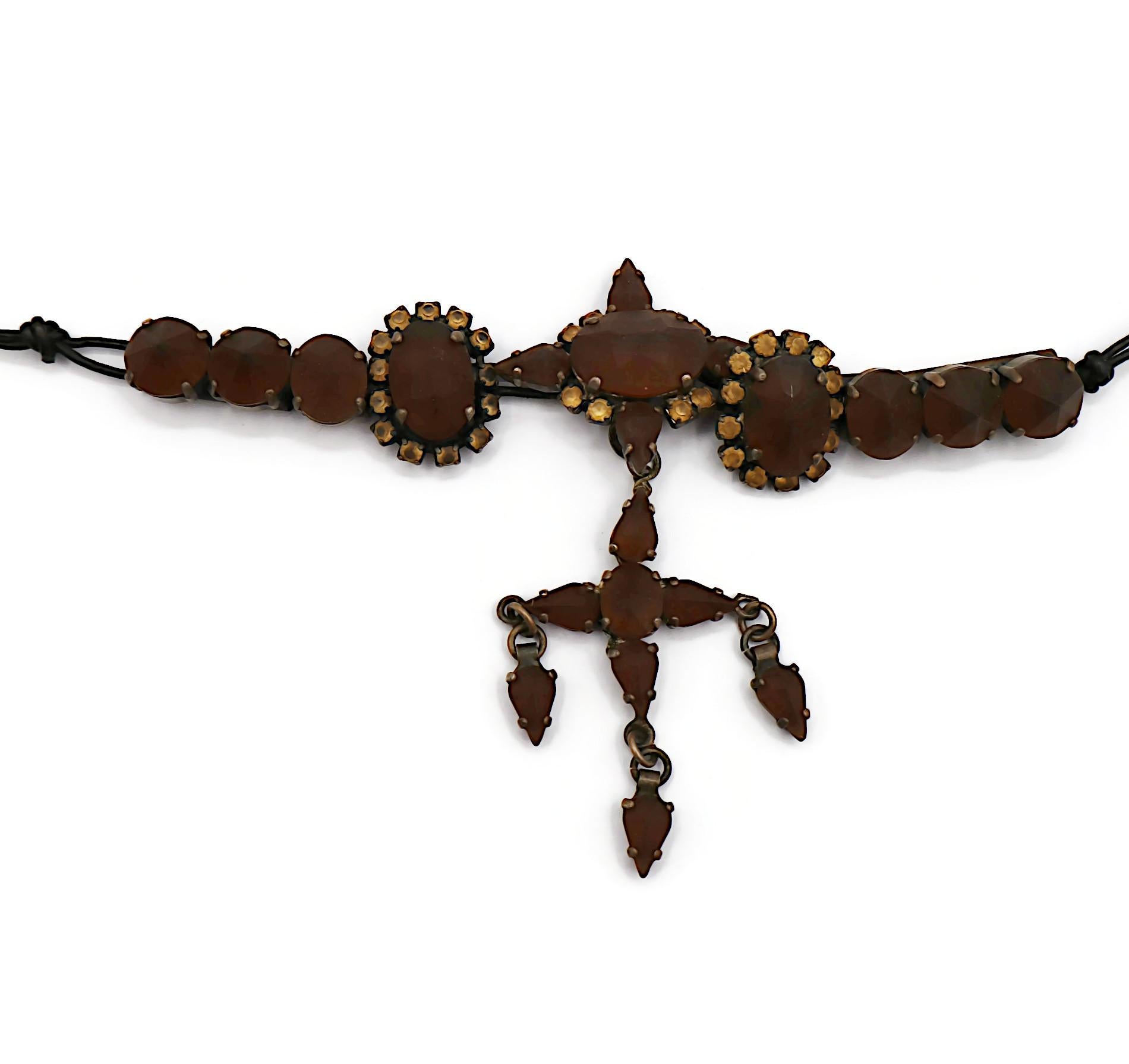 Women's JEAN PAUL GAULTIER Vintage Jewelled Cross Pendant Necklace For Sale