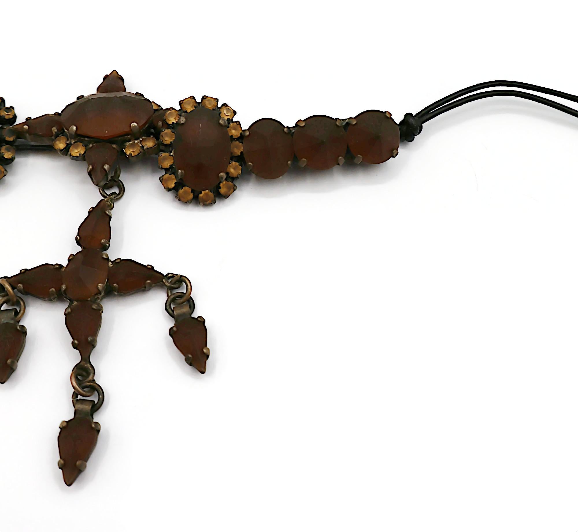 JEAN PAUL GAULTIER Vintage Jewelled Cross Pendant Necklace For Sale 1