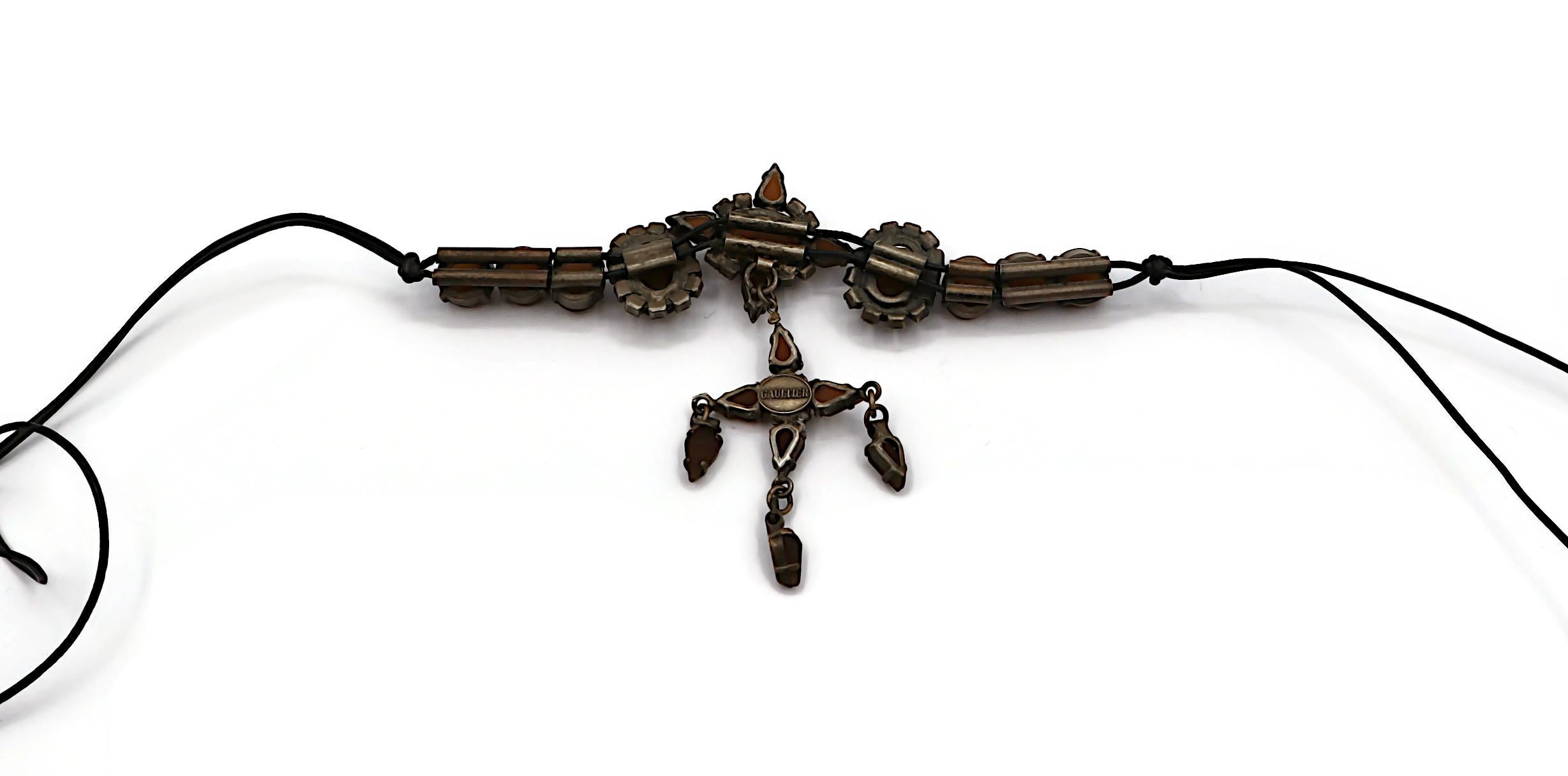 JEAN PAUL GAULTIER Vintage Jewelled Cross Pendant Necklace For Sale 2