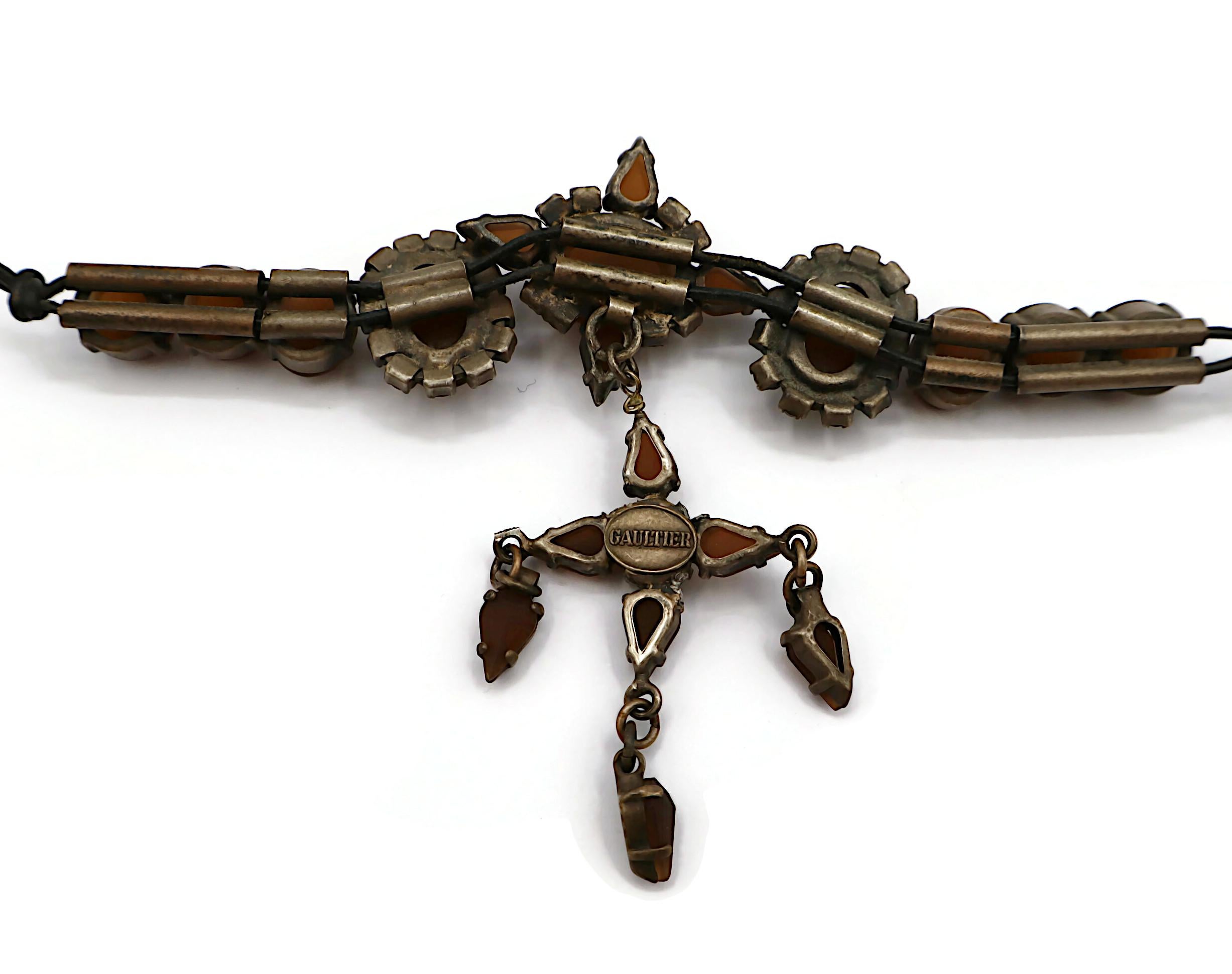 JEAN PAUL GAULTIER Vintage Jewelled Cross Pendant Necklace For Sale 4
