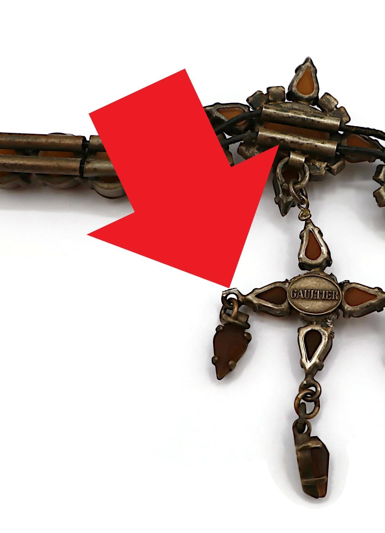 JEAN PAUL GAULTIER Vintage Jewelled Cross Pendant Necklace For Sale 5