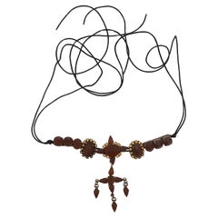 JEAN PAUL GAULTIER Vintage Jewelled Cross Pendant Necklace