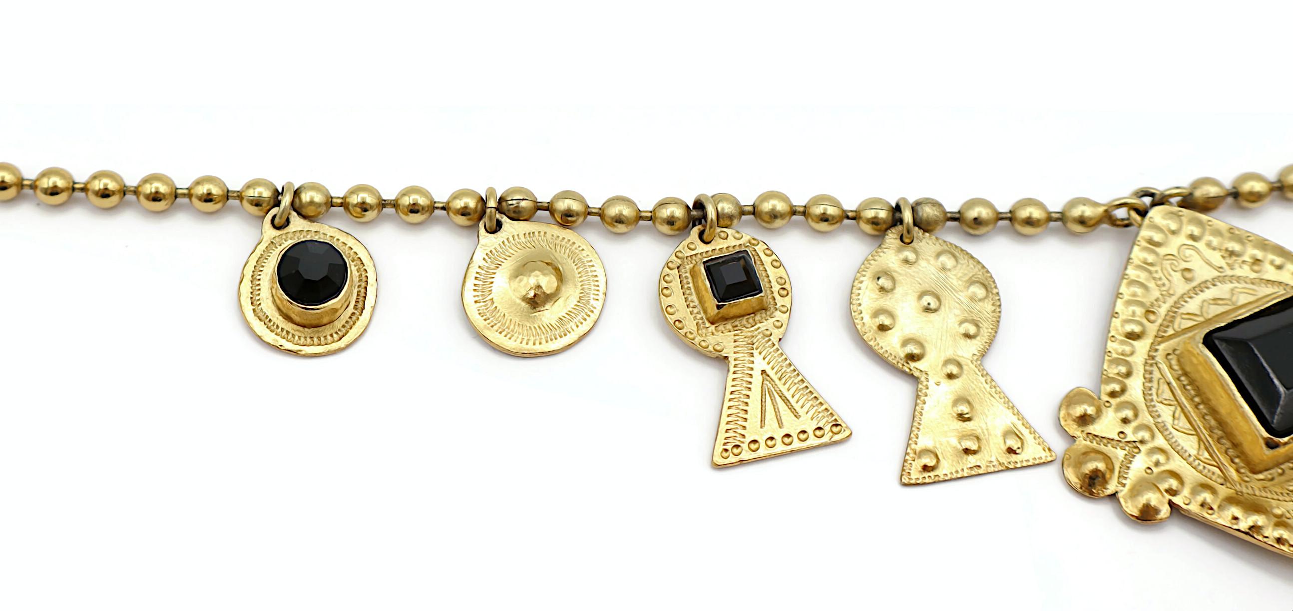 JEAN PAUL GAULTIER Vintage Jewelled Gold Tone Ethnic Necklace For Sale 1