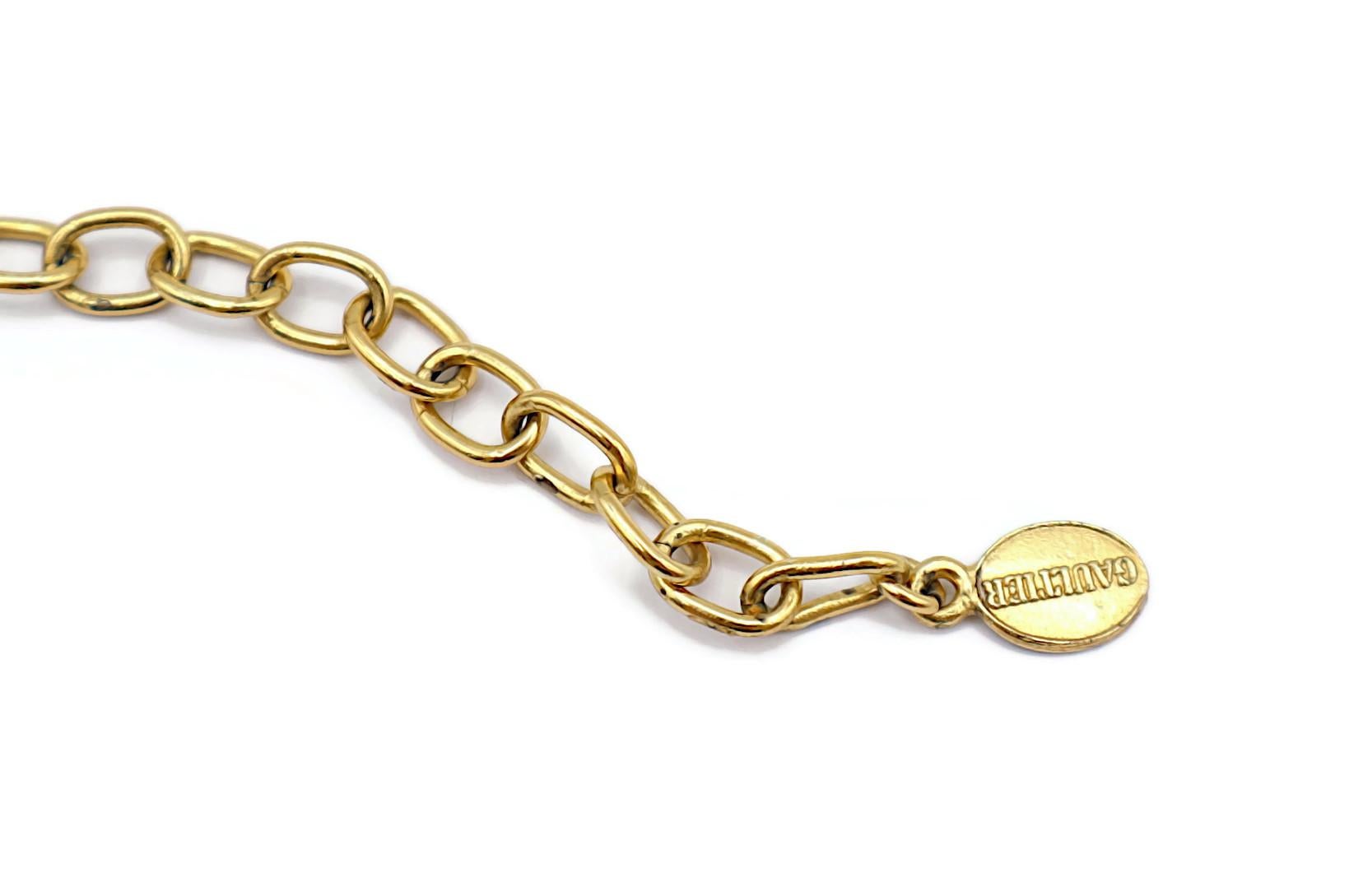 JEAN PAUL GAULTIER Vintage Jewelled Gold Tone Ethnic Necklace For Sale 6